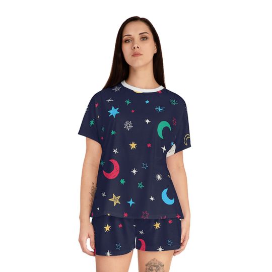 Stars And Moon Pajamas Set, Women Sleepwear