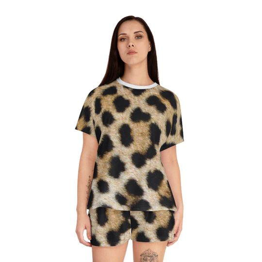 Leopard Skin Pajamas Set, Women Sleepwear