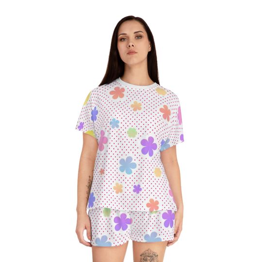 Colorful Flower Pajamas Set, Women Sleepwear