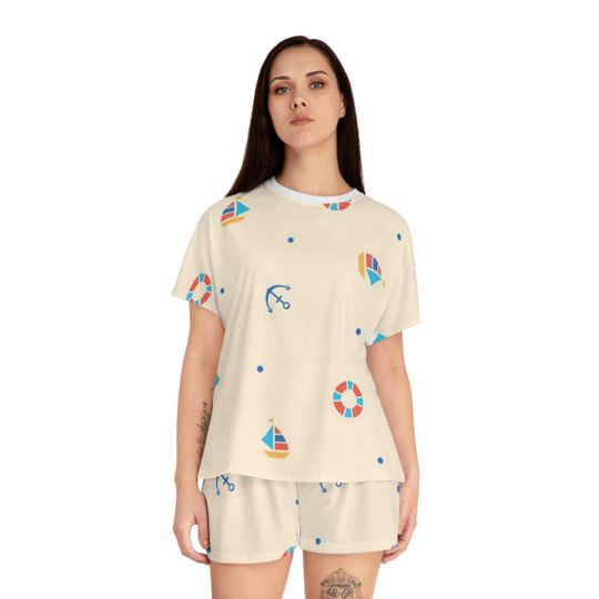 Colorful Sea Pajamas Set, Women Sleepwear