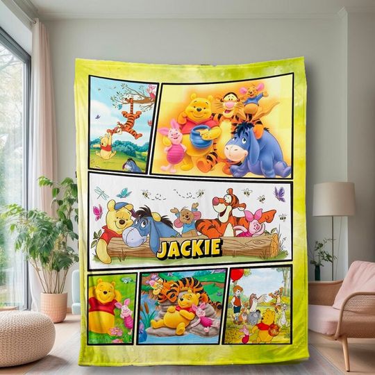 Personalized Bear And Friends Blanket, Characters Blanket