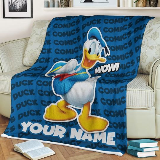 Personalized Duck Blue Blanket, Mouse Fleece Blanket