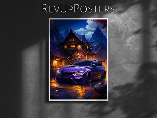 Autumn Twilight Performance Car Poster, Traditional House