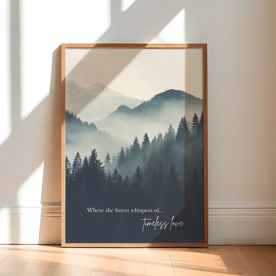 Timeless Love - PNW Foggy Mountains Digital Poster print