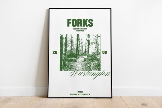 Forks Poster | Forks print | travel poster | Forks Longitude