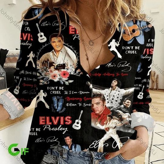 Elvis Presley Women Casual Shirt, Elvis Presley Shirt, King Of Rock and Roll Woman Shirt