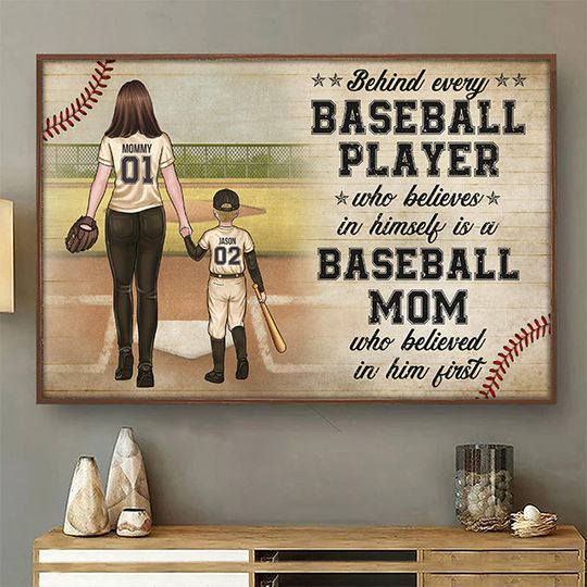 Baseball Player Who Believes In Himself Family Personalized Custom Horizontal Poster