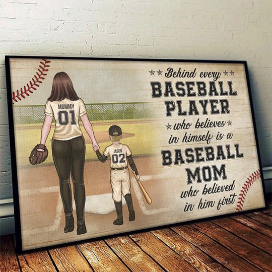 Baseball Player Who Believes In Himself Family Personalized Custom Horizontal Poster