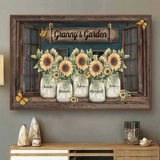 Grandma's Sunshine Personalized Grandmother Family Christmas Gift Custom Poster