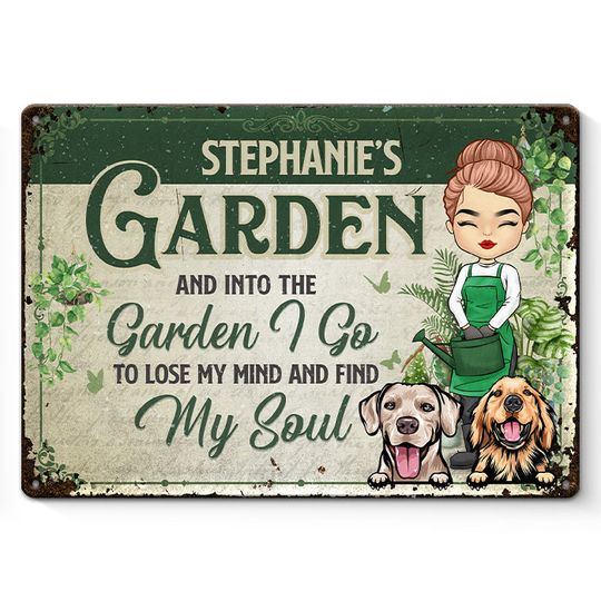 A Girl Who Really Loved Dogs & Gardening - Garden Personalized Custom Home Decor Metal Sign
