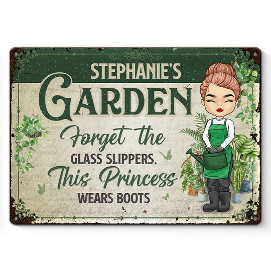 This Princess Wears Boots&nbsp;- Garden Personalized Custom Home Decor Metal Sign