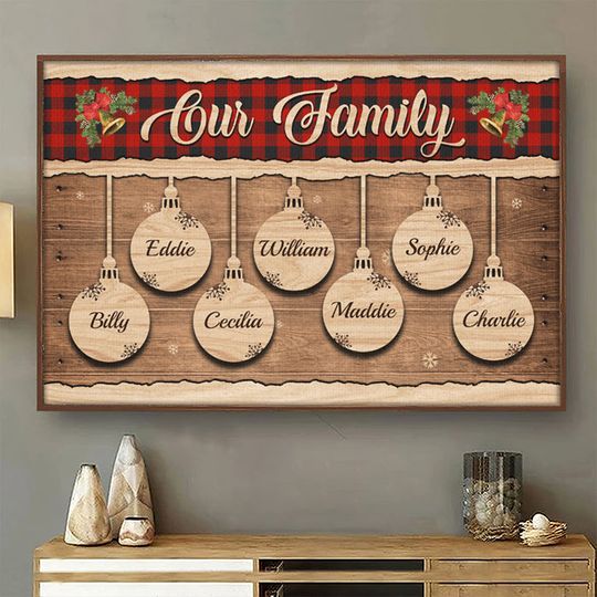 Merry Christmas With Our Family Members Xmas Personalized Custom Horizontal Poster
