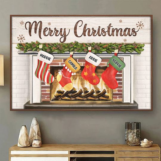 Merry Christmas With Family Custom Xmas Gift Personalized Horizontal Poster