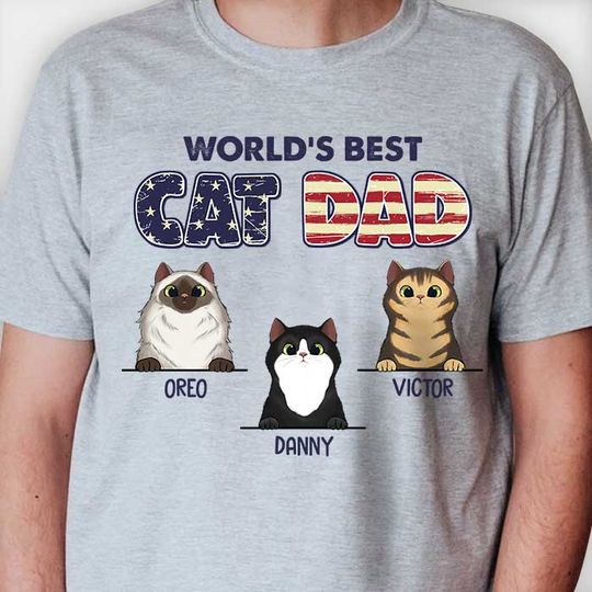 World's Best Cat Dad Cool Cats - Gift for Dad Personalized Unisex T-Shirt