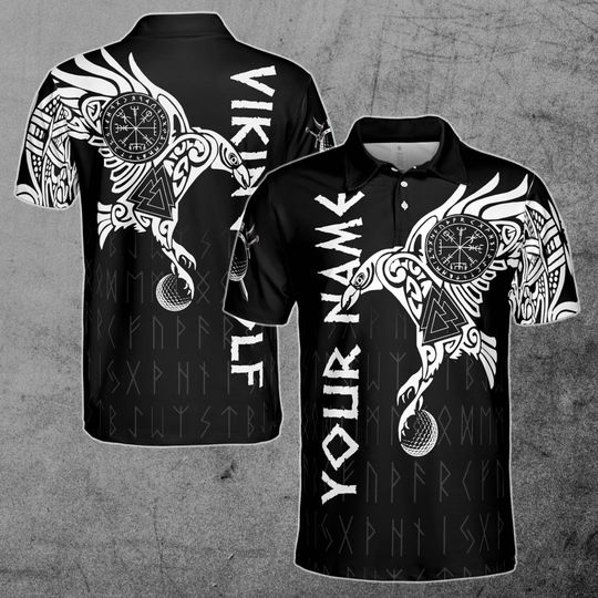 The Raven Tattoo Art Viking Golf Custom Men's Polo Shirt