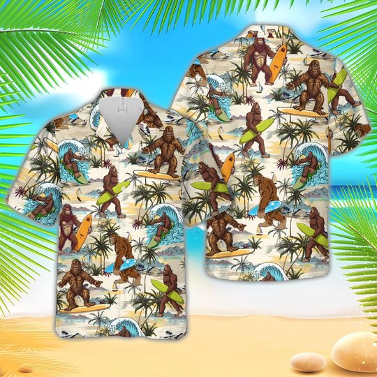 Summer Beach Bigfoot Hawaiian Shirt