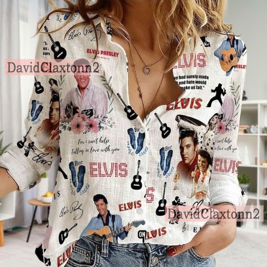 Elvis Presley Women Casual Shirt, Elvis Presley Shirt, King Of Rock and Roll Woman Shirt