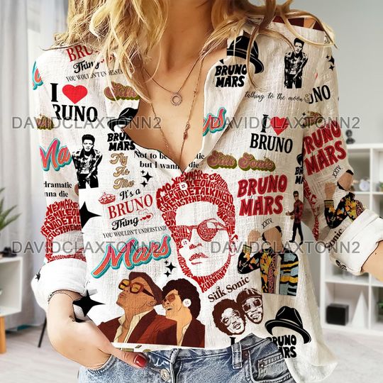 Bruno Mars Vintage Women Casual Shirt, Bruno Mars Cute Shirt