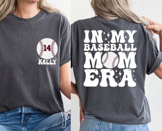 Custom Baseball Mom Double Sided T-Shirt
