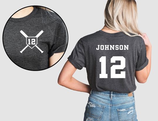 Custom Baseball Mom Shirts, Personalized Baseball Double Sided T-Shirt