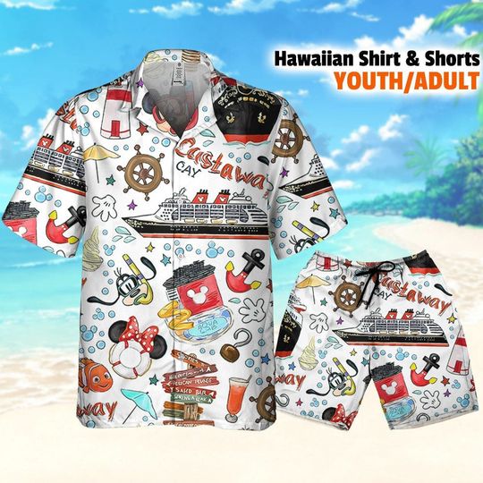 Disney Catsaway Cay Seamless Vacation, Cars Hawaiian Shirt, Summer Hawaiian Shorts