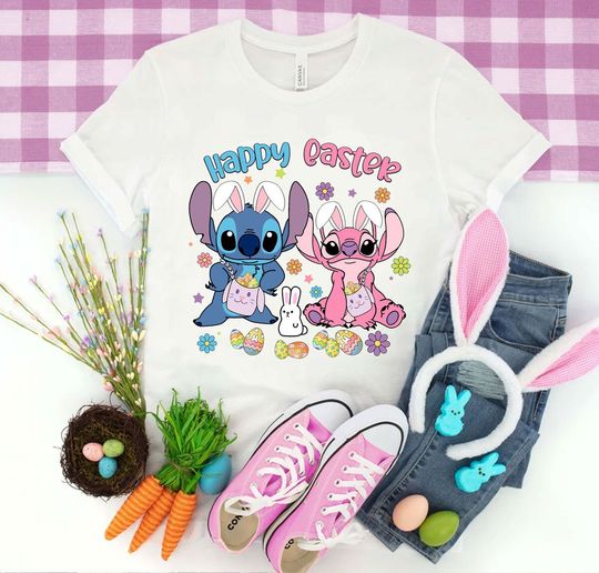 Stitch And Angel Disney Easter Day Shirt