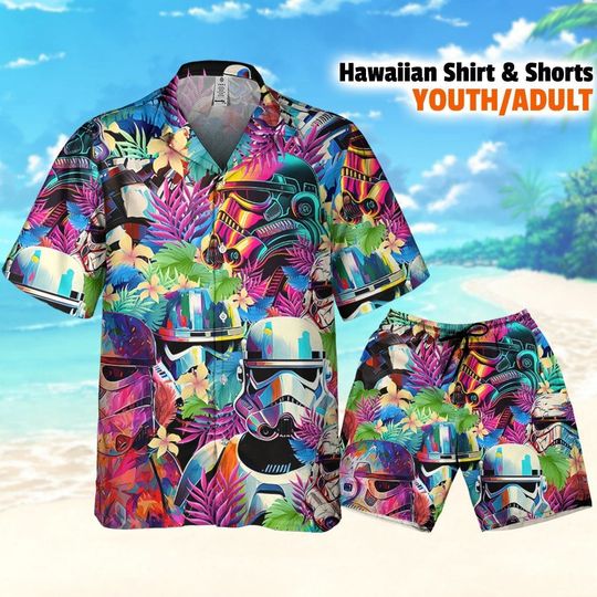 Star Wars Colorfull Floral Stormtrooper Artwork Hawaiian Shirt and Shorts
