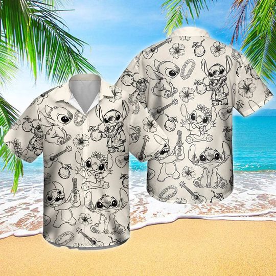 Funny Stitch Sketching Aloha Summer Vibes Stitch Vintage Hawaiian Shirt