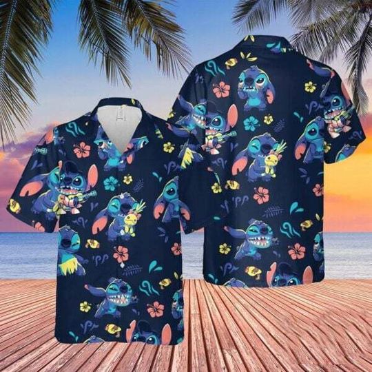Funny Stitch The Series Hawaii Tropical Flowers Fan Gift Hawaiian Shirt