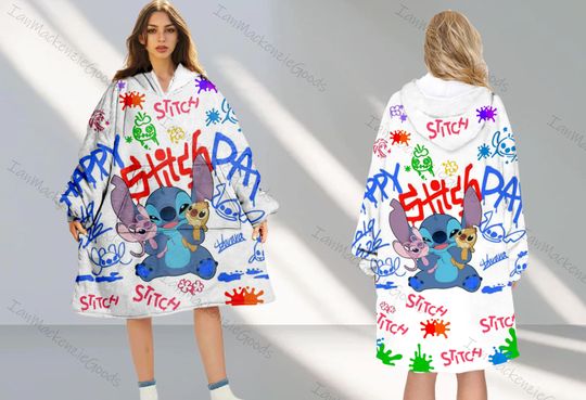Stitch Hoodie Blanket, Lilo & Stitch Hoodie Blanket, Cartoon Hoodie Blanket