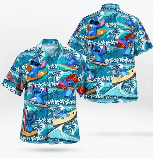 Awesome Stitch Go Surfing Aloha Enjoy Summer Time Hawaiian Shirt
