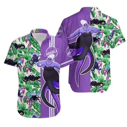 Beautiful Purple Green Ursula Hawaiian Shirt Ursula Lovers Gift