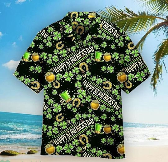 Shamrocks Lucky Aloha Happy St. Patricks Day Hawaiian Shirt