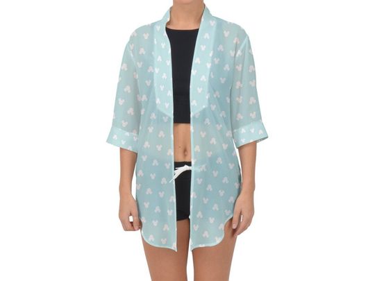 Baby Blue Mickey Chiffon Kimono | Disney Kimono | Mickey Cover Up