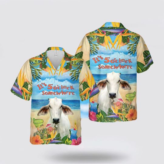 Brahman Cattle All Over Print Hawaiian Shirt Hawaiian Shirt