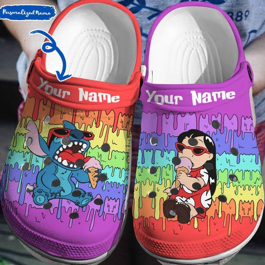 Cute Stitch Clogs Shoes, Disney Lilo and Stitch Custom Slipper