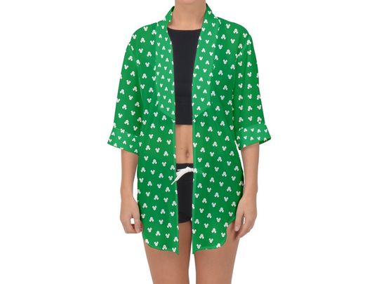Green Mickey Heads Chiffon Kimono | Disney Kimono | Disney Top