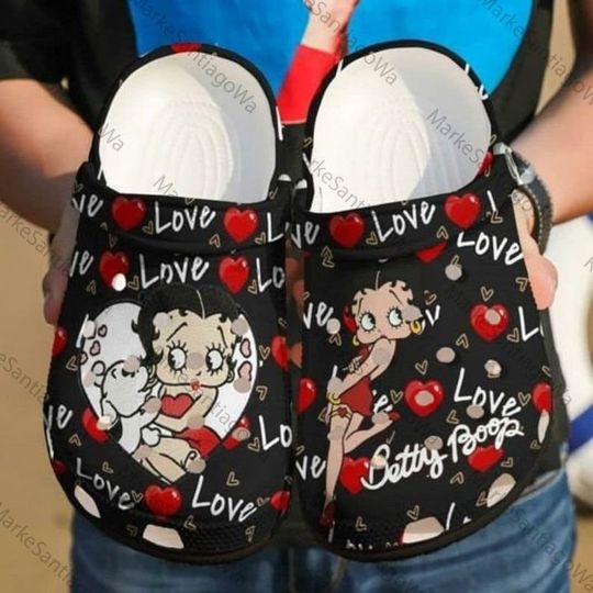 Betty Boop Red Lover Clogs,Personalized Shoes,Betty Boop Fan Gift