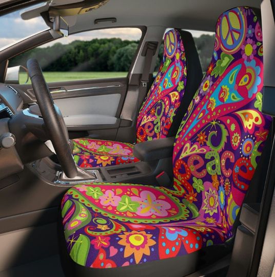 Hippie 3D All Print Car Seat Cover, Hippie Art Inspired Seat Cover
