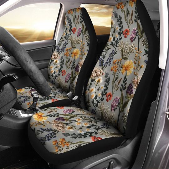 Floral Boho 3D Print Car Seat Cover, Floral Boho Art Inspired Seat Cover