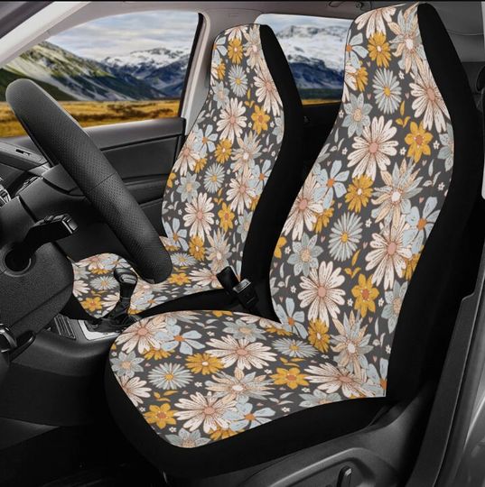Floral Boho 3D Print Car Seat Cover, Floral Boho Art Inspired Seat Cove