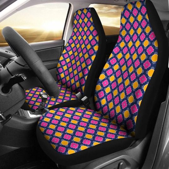Boho Abstract 3D Print Car Seat Cover, Floral Boho Art Inspired Seat Cover