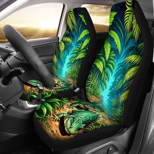 Alligator Tropical Car Seat Cover Slip Cushion Vibrant Universal