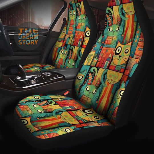Cartoon Cat Car Seat Cover For Vehicle | Kitty Seat Covers For Car