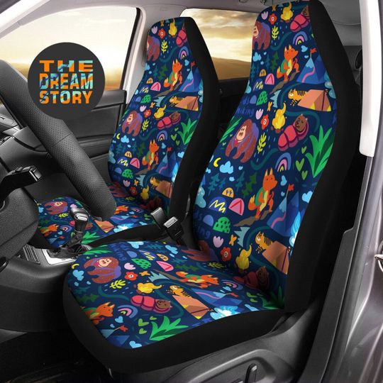 Cute Camping Theme Car Seat Cover For Vehicle | Kawaii Seat Covers