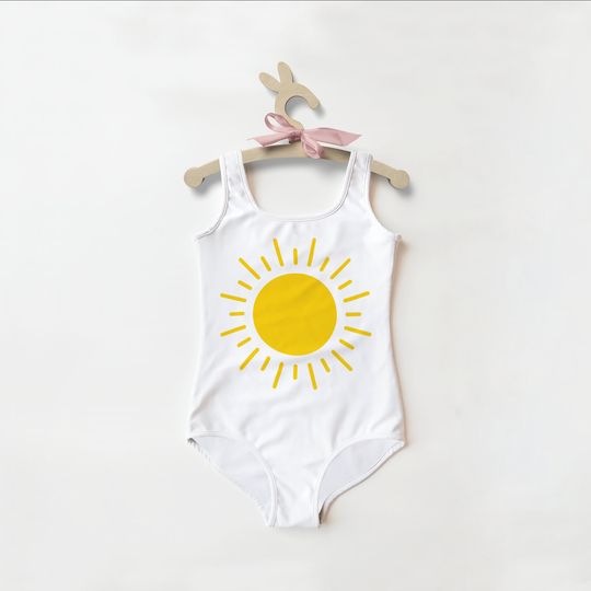 Girls Yellow Sun Swimsuit | Toddler Bathing Suit | Cute | Quick Drying