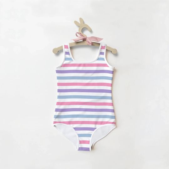 Girls Colorful Striped Swimsuit | Toddler Bathing Suit | Cute | Quick Drying