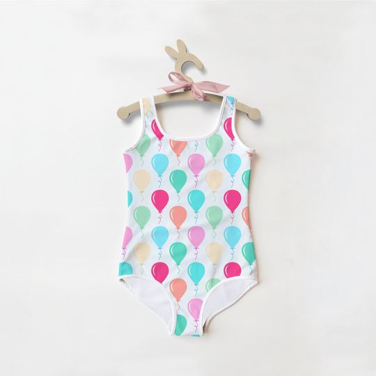 Girls Birthday Balloon Swimsuit | Toddler Bathing Suit | Cute | Quick Drying