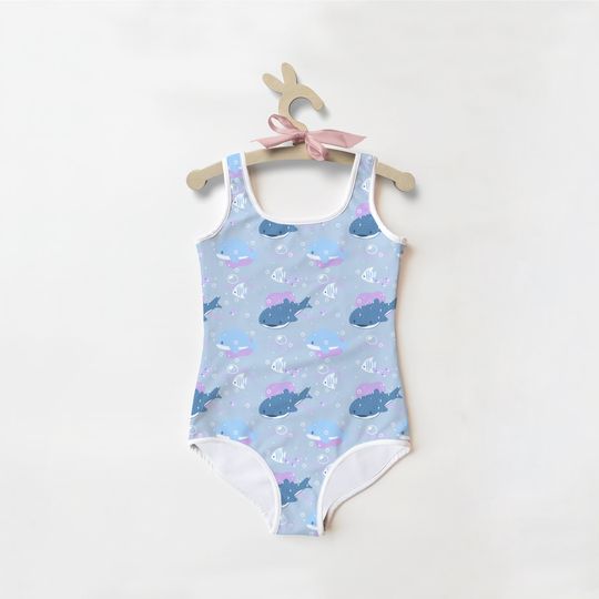 Girls Whale Shark Swimsuit | Toddler Bathing Suit | Cute | Quick Drying | Bird Lovers Gift