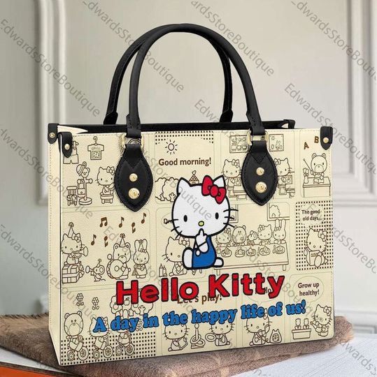 Hello Kitty Pattern Leather Handbag, Hello Kitty Woman Bag